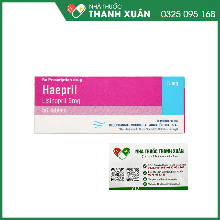 Haepril 5mg thuốc điều trị tăng huyết áp, suy tim, nhồi máu cơ tim cấp và biến chứng thận của bệnh đái tháo đường